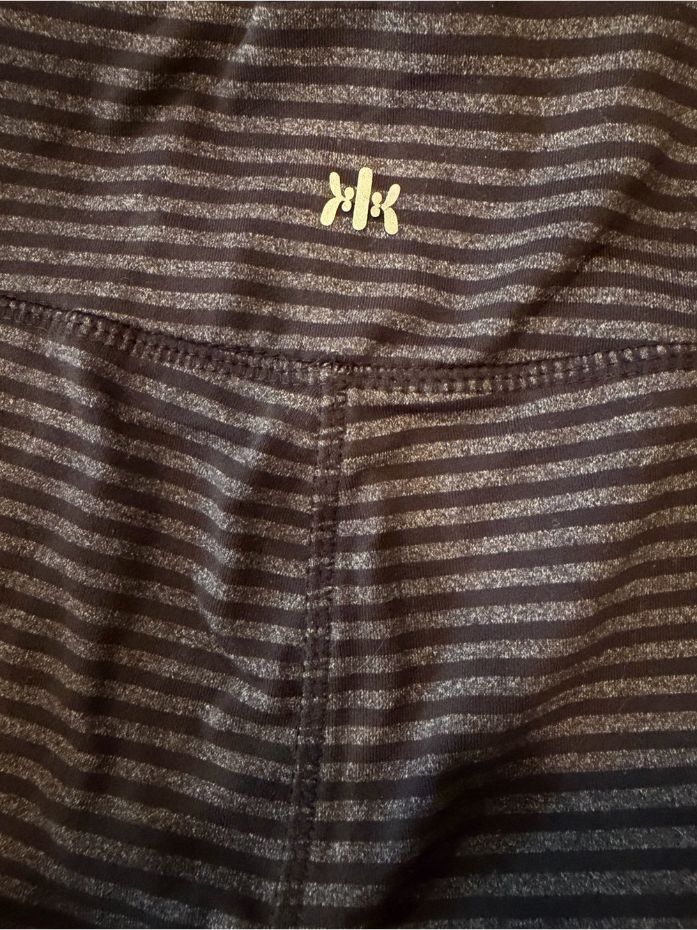 Kyodan Gray & Black Horizontal Striped Leggings with Mesh Panels - Medium - Picture 5 of 6